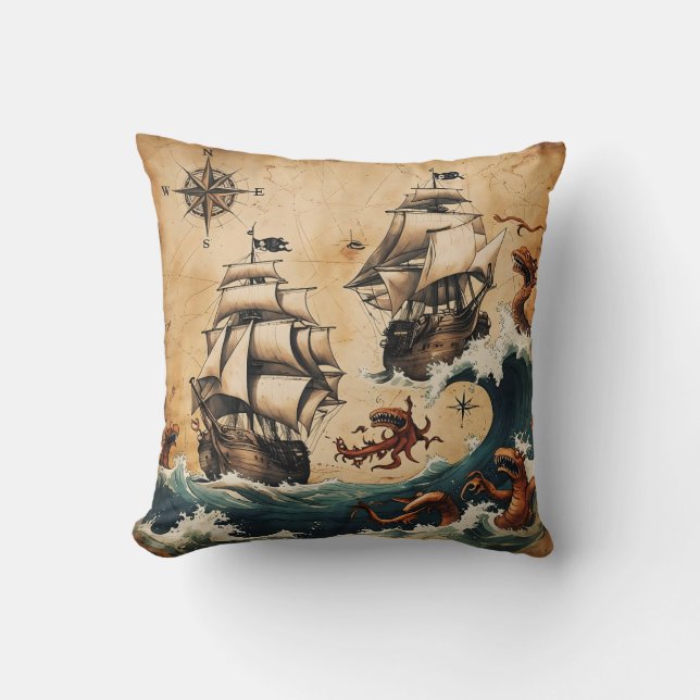 Almofada Travesseiro decorativo Náutico do Mapa Costeiro Vi (Frente)