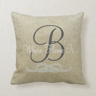 Almofada Travesseiro decorativo náutico personalizado bege