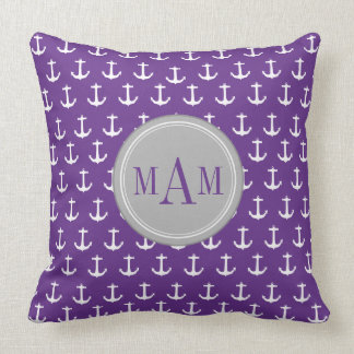 Almofada Travesseiro decorativo náutico roxo do monograma