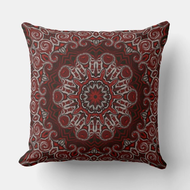 Almofada Travesseiro decorativo Ornamentado Red Bohemian Ma (Frente)
