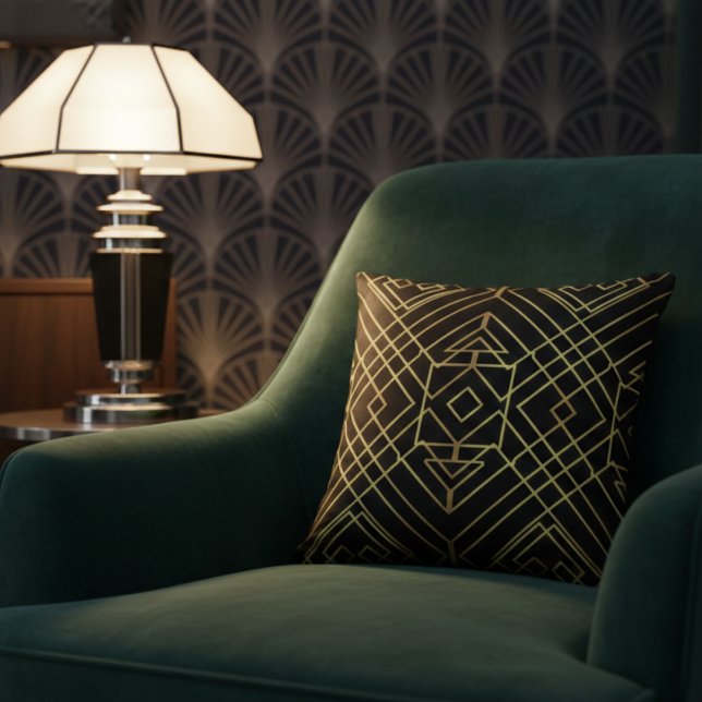 Almofada Travesseiro decorativo ouro elegante de arte deco (Criador carregado)
