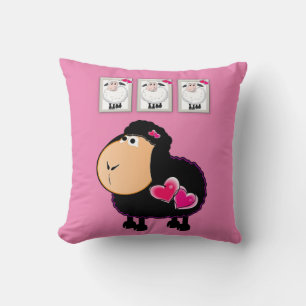 Almofada Travesseiro Decorativo Ovelha Rosa Corações Rosas