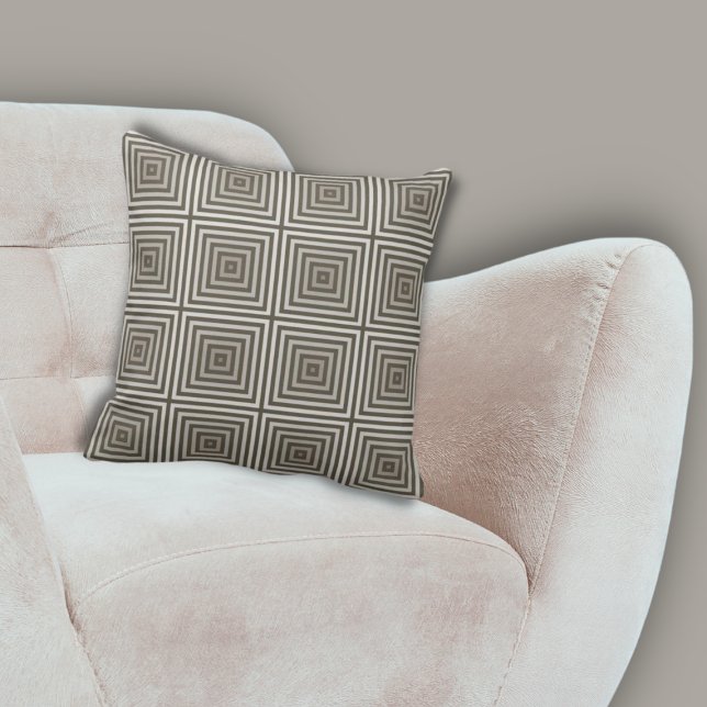 Almofada Travesseiro decorativo Padrão Castanho Clássico An (Classic Brown Nested Squares Pattern Throw Pillow)