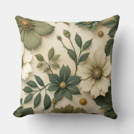 Almofada Travesseiro decorativo padrão de flores verdes est