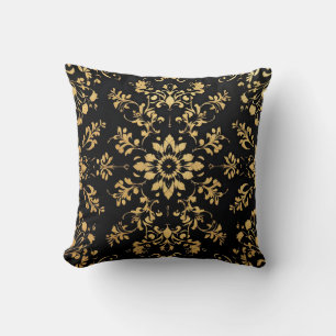 Almofada Travesseiro decorativo padrão preto amarelo