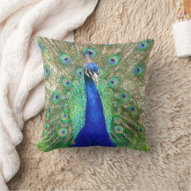 Travesseiro decorativo Pavão Azul Indiano