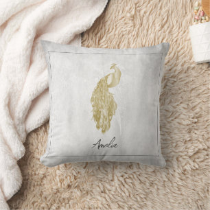 Almofada Travesseiro decorativo Peacock Elegante Dourado
