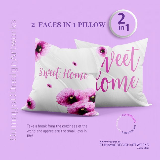 Almofada Travesseiro decorativo Personalizado Cor-de-rosa 2 (2 faces in 1 Pillow)