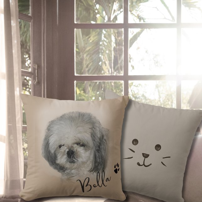 Almofada Travesseiro decorativo personalizado de Imagem de  (Custom Dog Photo Image personalized Throw Pillow)