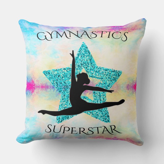 Almofada travesseiro decorativo personalizado GYMNASTICS. (Frente)