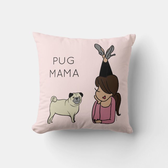 Almofada Travesseiro decorativo Personalizado Pug Mama (Frente)