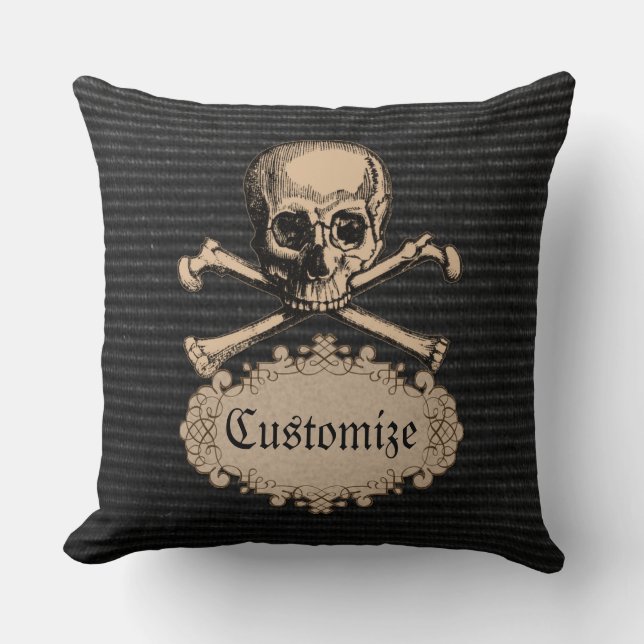 Almofada Travesseiro decorativo Personalizado Skull & Cross (Frente)