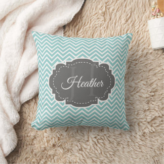 Almofada Travesseiro decorativo Personalizado Teal Chevron