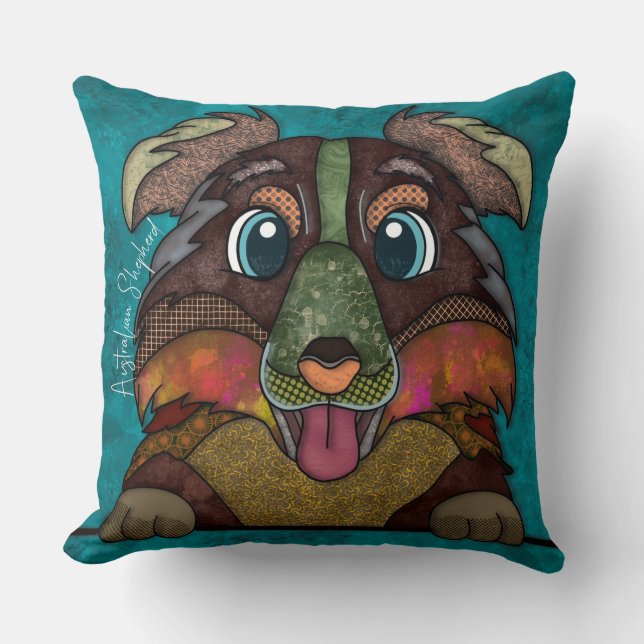 Almofada Travesseiro decorativo pintado à mão de Shepherd a (Frente)