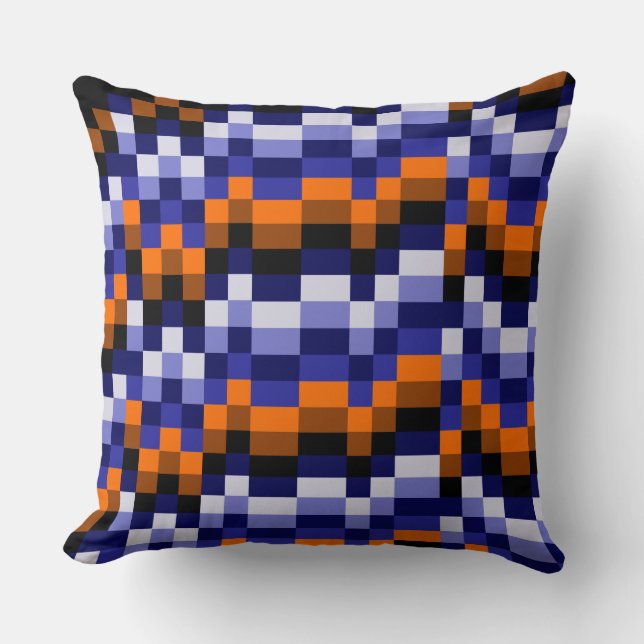 Almofada Travesseiro decorativo Pixel Art - Blues, Laranja  (Frente)