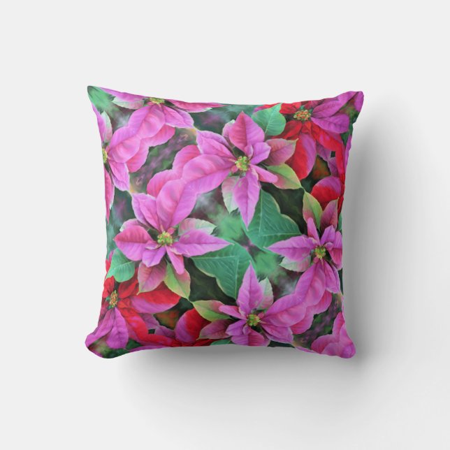 Almofada Travesseiro decorativo - Poinsetos (Frente)