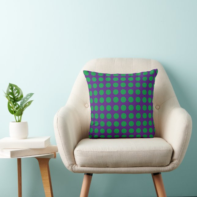Almofada Travesseiro decorativo Polkadot Verde e Roxo (Cadeira)