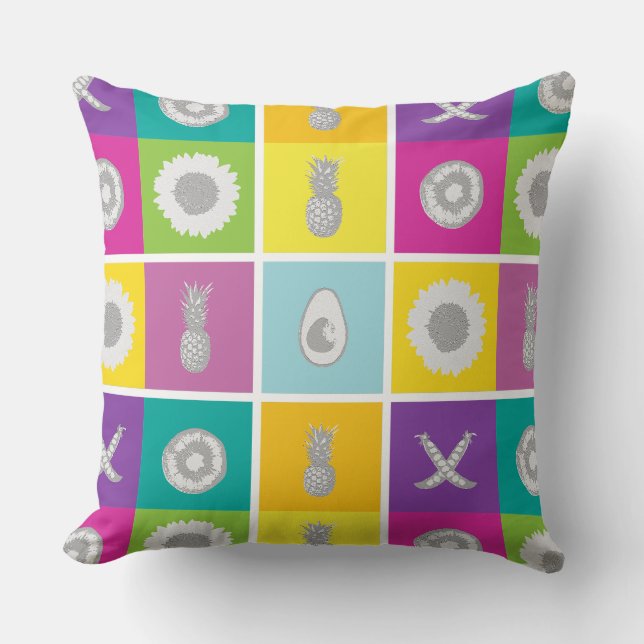 Almofada Travesseiro decorativo pop Art Botânico & Fruta (Frente)