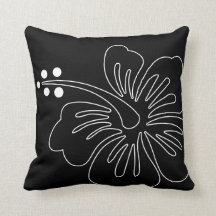Travesseiro decorativo preto & branco do hibiscus