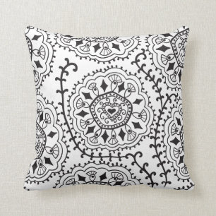 Almofada Travesseiro decorativo preto & branco retro do