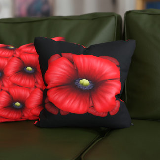 Almofada Travesseiro decorativo Preto com Padrão de Flor Ve