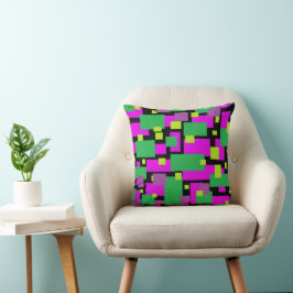 Almofada Travesseiro decorativo Preto com Padrão Roxo e Ver