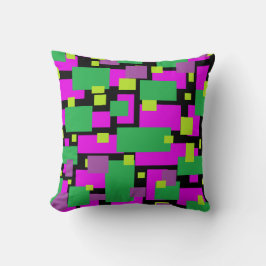 Almofada Travesseiro decorativo Preto com Padrão Roxo e Ver