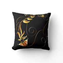 Travesseiro Decorativo/Preto com Redemoinhos Doura
