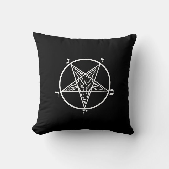 Almofada Travesseiro decorativo preto de Baphomet da SATÃ (Frente)