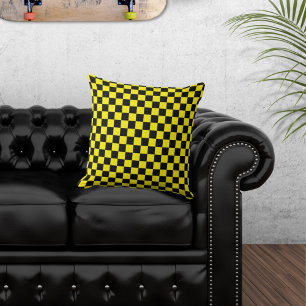 Almofada Travesseiro decorativo preto e amarelo verificado