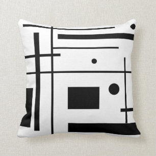 Almofada Travesseiro decorativo preto e branco da arte