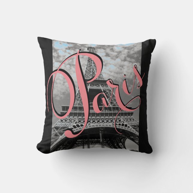 Almofada Travesseiro decorativo preto e branco da torre (Frente)