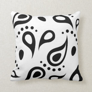 Almofada Travesseiro decorativo preto e branco de Paisley
