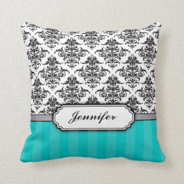 Almofada Travesseiro decorativo preto e branco do damasco -