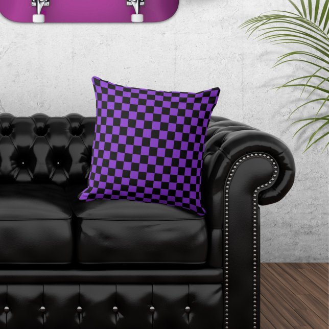 Almofada Travesseiro decorativo preto e roxo verificado (Criador carregado)