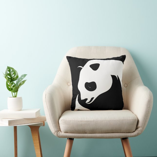 Almofada Travesseiro decorativo preto gigante Panda Art (Cadeira)