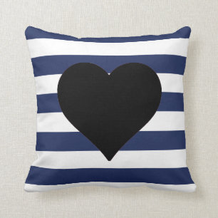 Almofada Travesseiro decorativo preto listrado azul e