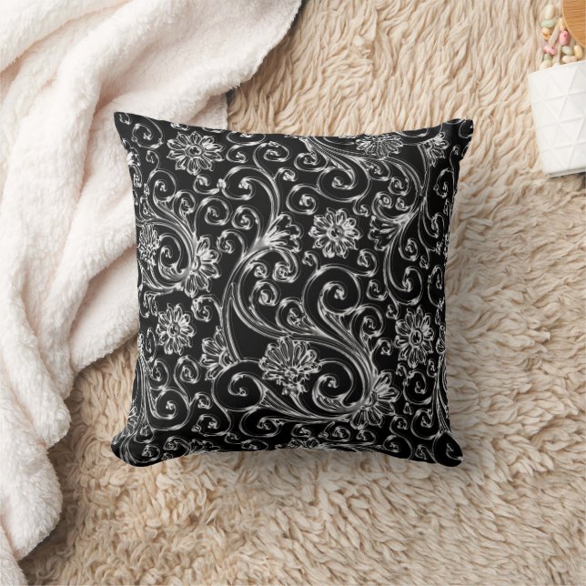 Almofada Travesseiro decorativo preto Onyx Paisley (Cobertor)
