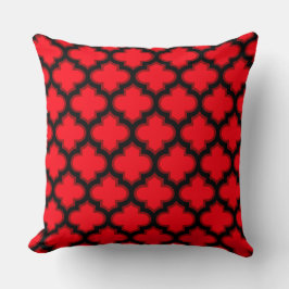 Almofada Travesseiro Decorativo Preto Vermelho Quadri folha