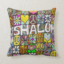 Travesseiro decorativo Psicodélico Shalom LOVE ret