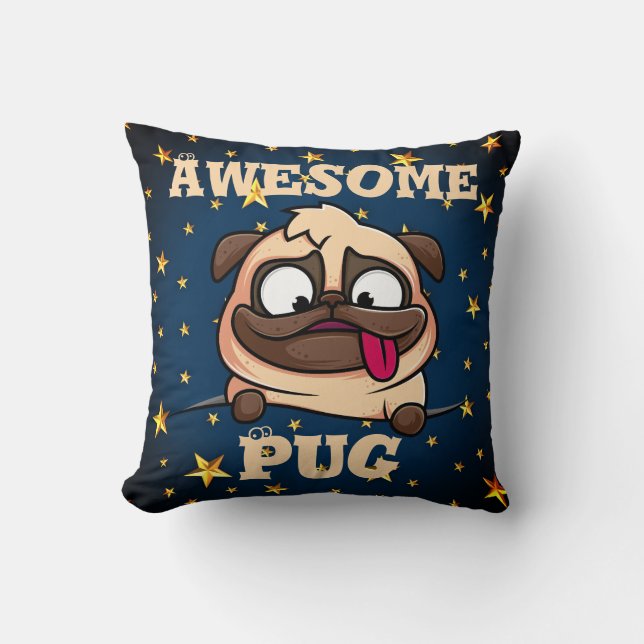 Almofada Travesseiro decorativo Pug Incrível (Frente)