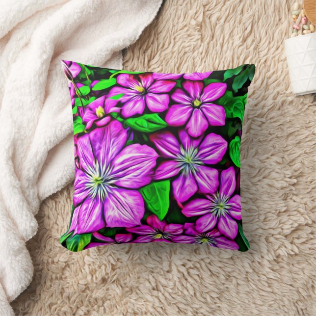 Almofada Travesseiro decorativo Purple Clematis (Cobertor)