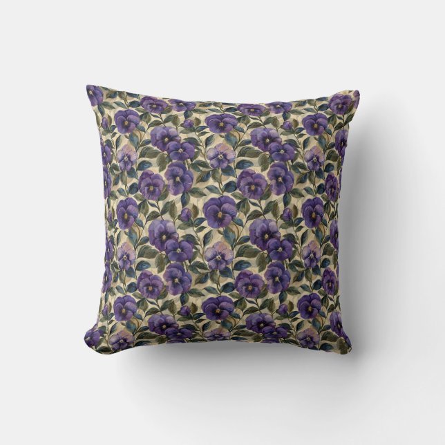 Almofada Travesseiro decorativo Purple Pansy Home Decor (Frente)