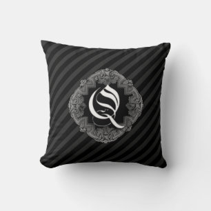 Almofada Travesseiro decorativo Q inicial do Gótico Elegan