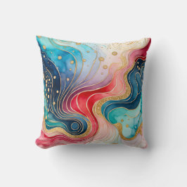 Almofada Travesseiro decorativo quadrado Abstrato de tinta 