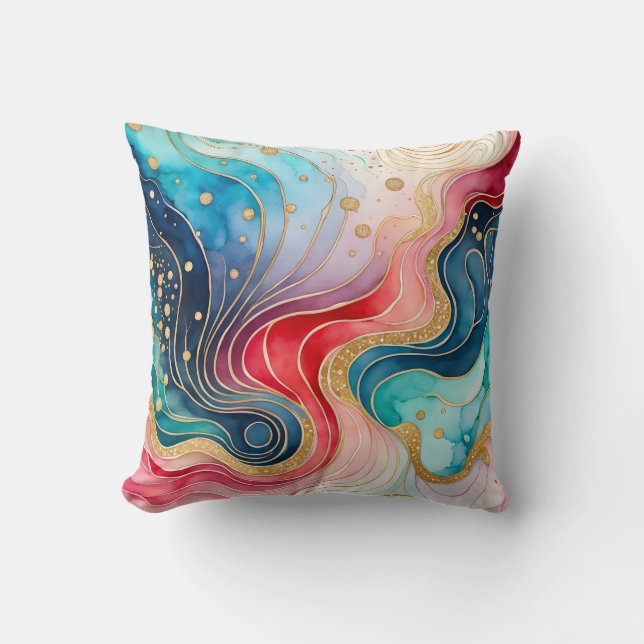 Almofada Travesseiro decorativo quadrado Abstrato de tinta  (Frente)