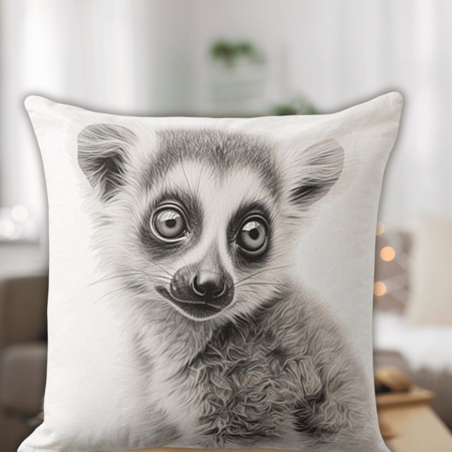 Almofada Travesseiro decorativo Quadrado de Lemur de Bebê P (Criador carregado)