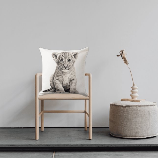 Almofada Travesseiro decorativo Quadrado do Cubo Lion Preto (Criador carregado)