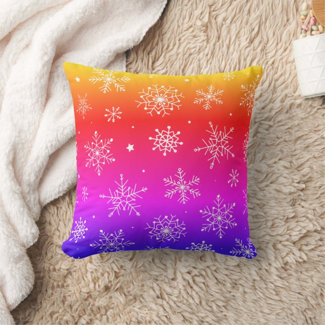 Almofada Travesseiro decorativo Rainbow Snowflakes (Cobertor)