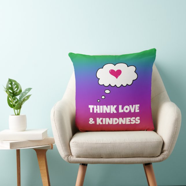 Almofada Travesseiro decorativo Rainbow Think Love and Kind (Cadeira)